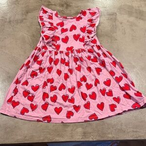 H&M Pink and Red Heart Pattern Dress